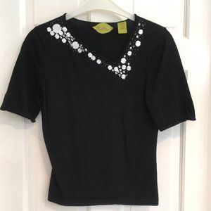 Prima Bella Black Beaded Asymmetrical Top size S